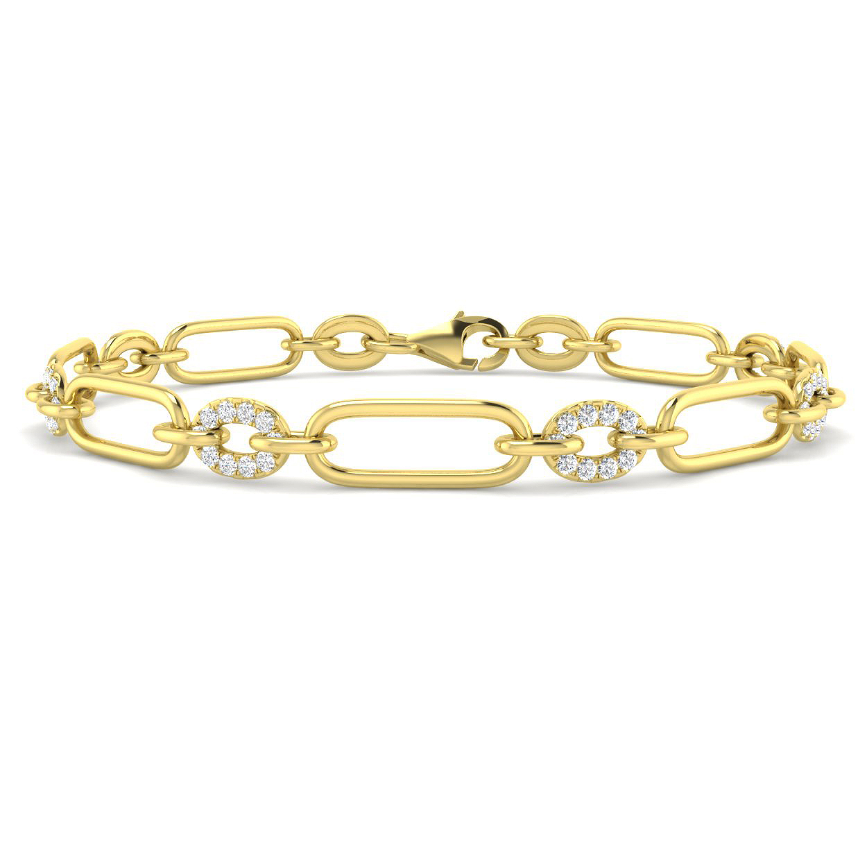 0.99ct Natural Diamond Paper Clip Bracelet in 9K Yellow Gold