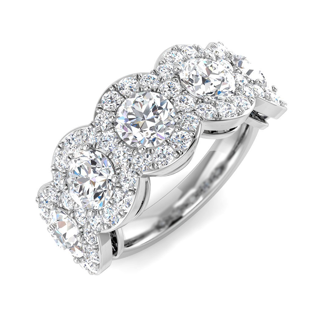 3.28ct Lab-Grown Diamond 5 Stone Ring in 9K White Gold