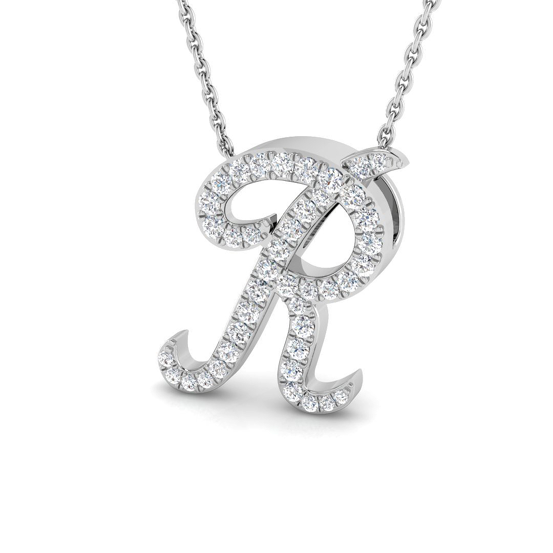 0.33ct Natural Diamond Initials Pendant in 9K White Gold