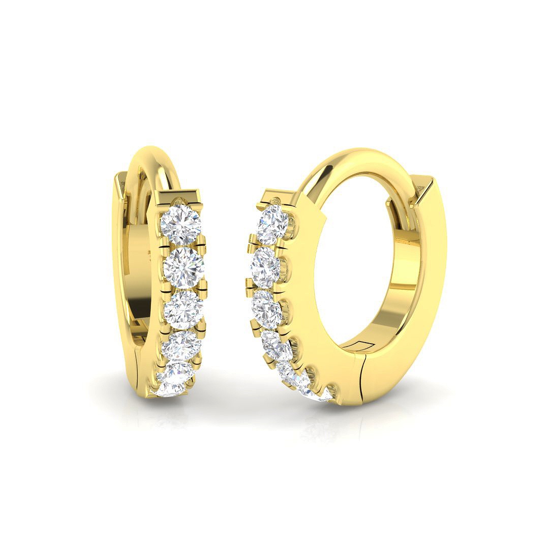 0.06ct Natural Diamond Hoop Earrings in 9K Yellow Gold
