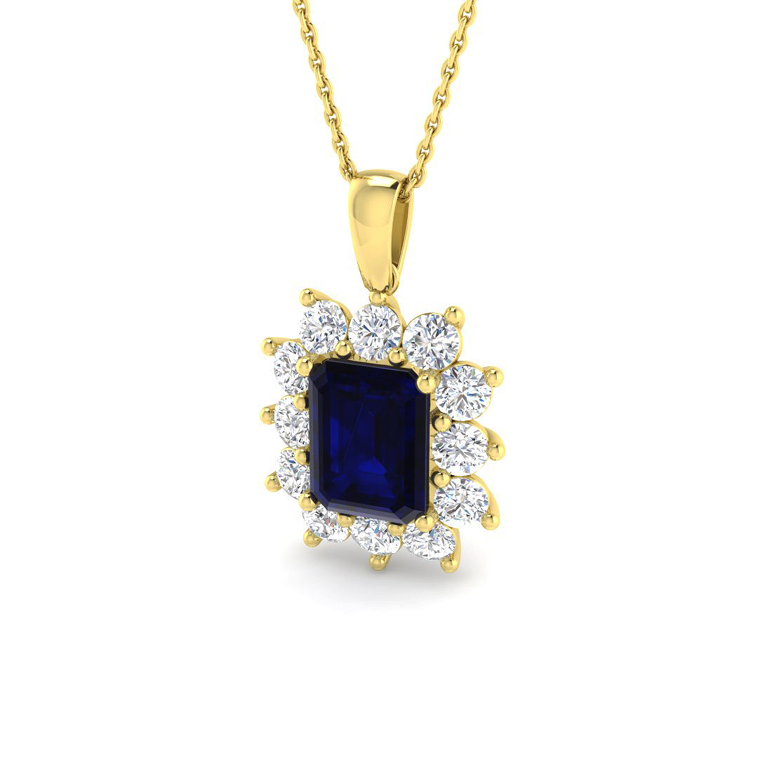 Blue Sapphire Pendant in 9K Yellow Gold