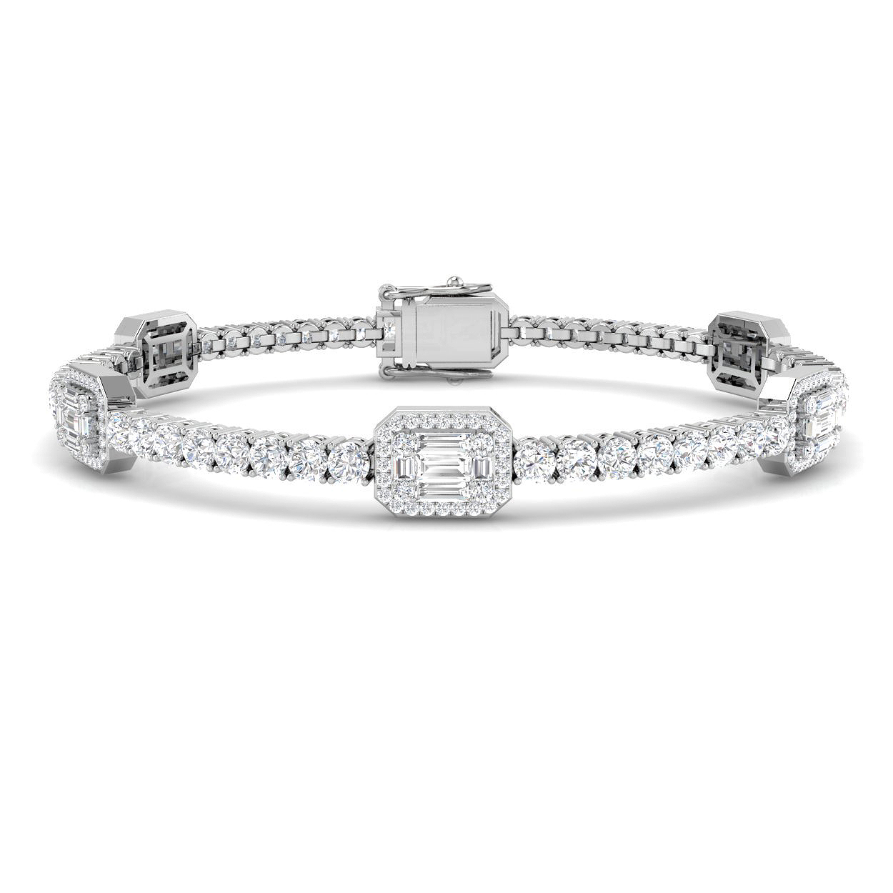 4.75ct Lab-Grown Diamond Baguette & Brilliant Bracelet in 9K White Gold