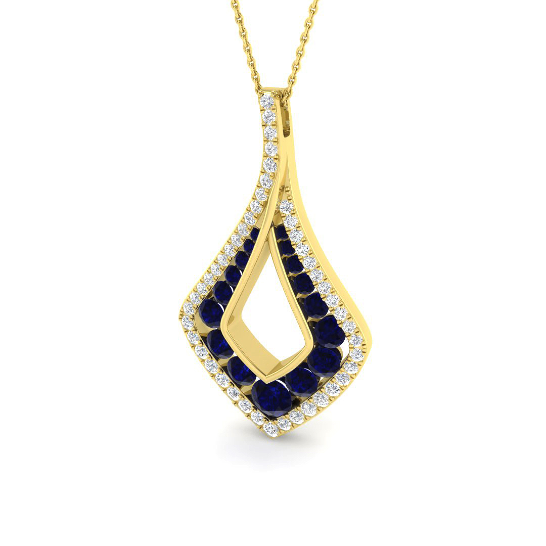 Blue Sapphire Pendant in 9K Yellow Gold