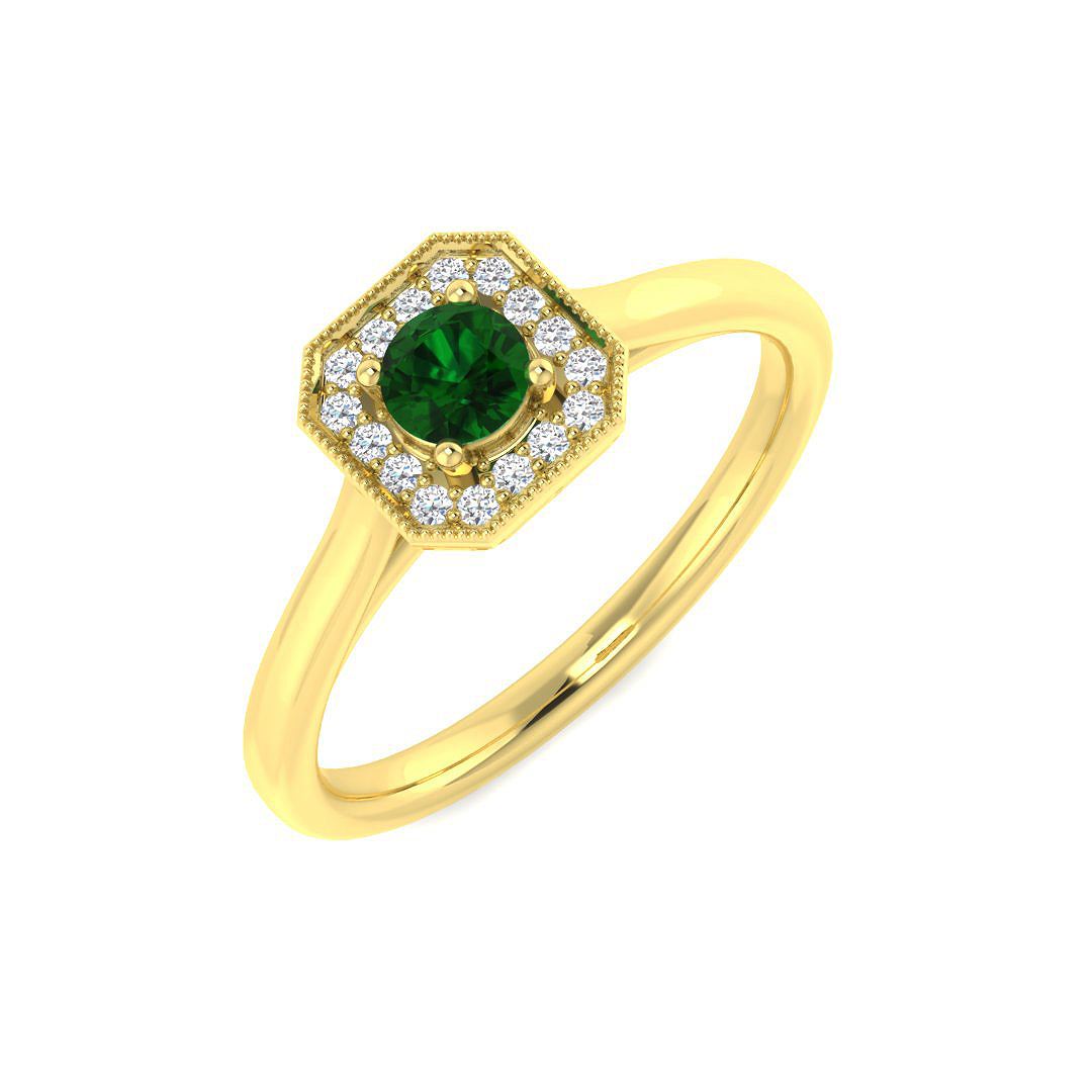 Emerald Ring in 9K Yellow Gold