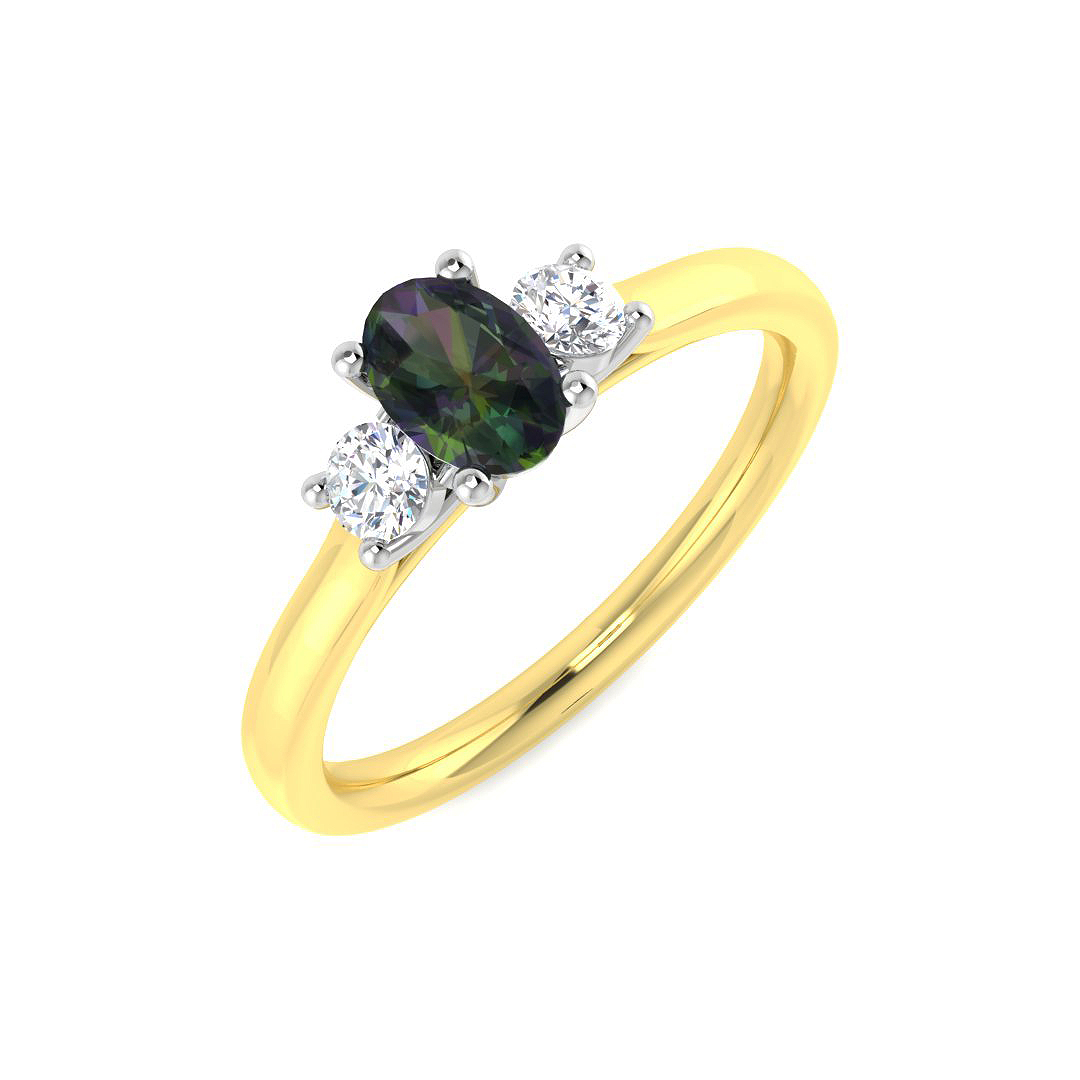 Teal Sapphire Ring in 18K Two Tone