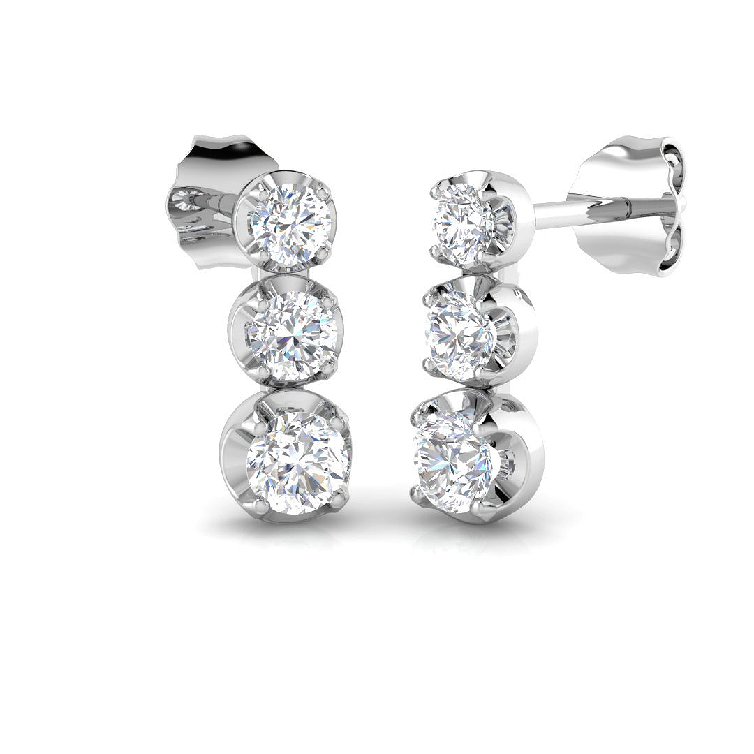 0.47ct Natural Diamond Drop & Trilogy Earrings in 9K White Gold