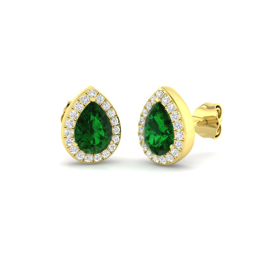 Emerald Earrings in 9K Yellow Gold