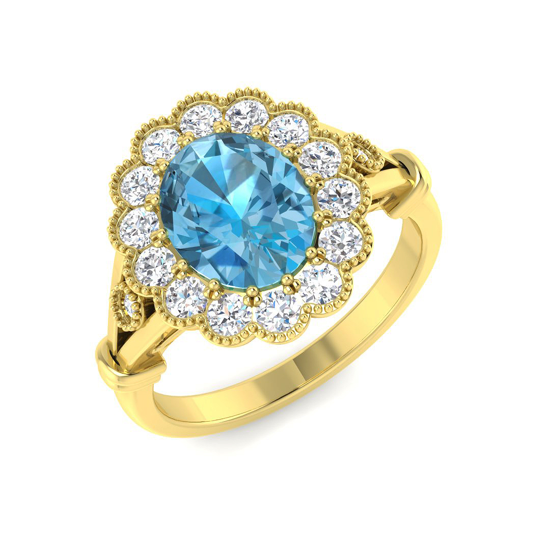 Halo Ring in 9K Yellow Gold