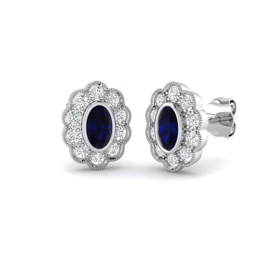 Flower Earrings in 9K White Gold