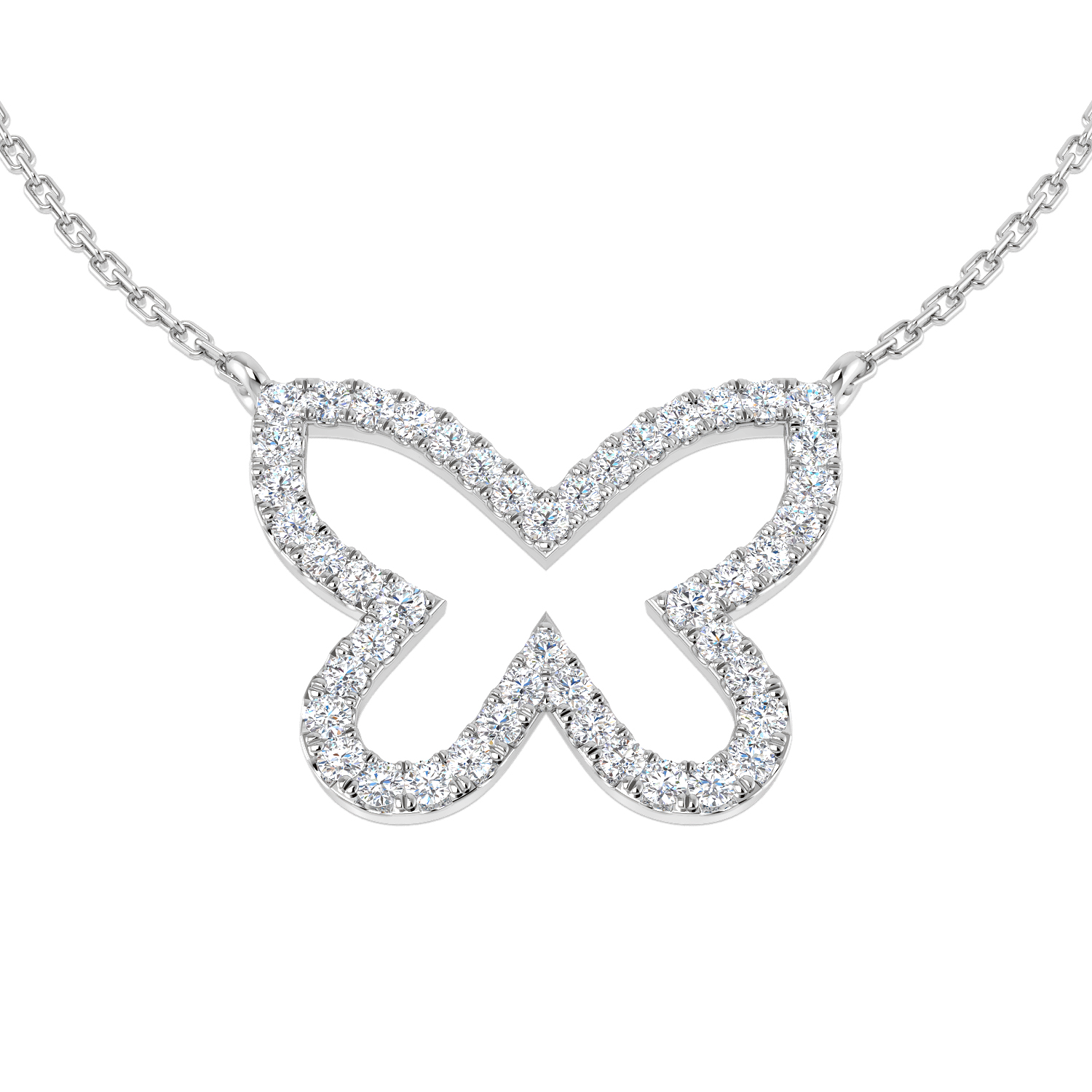 0.42ct Natural Diamond Shape Necklace in 9K White Gold