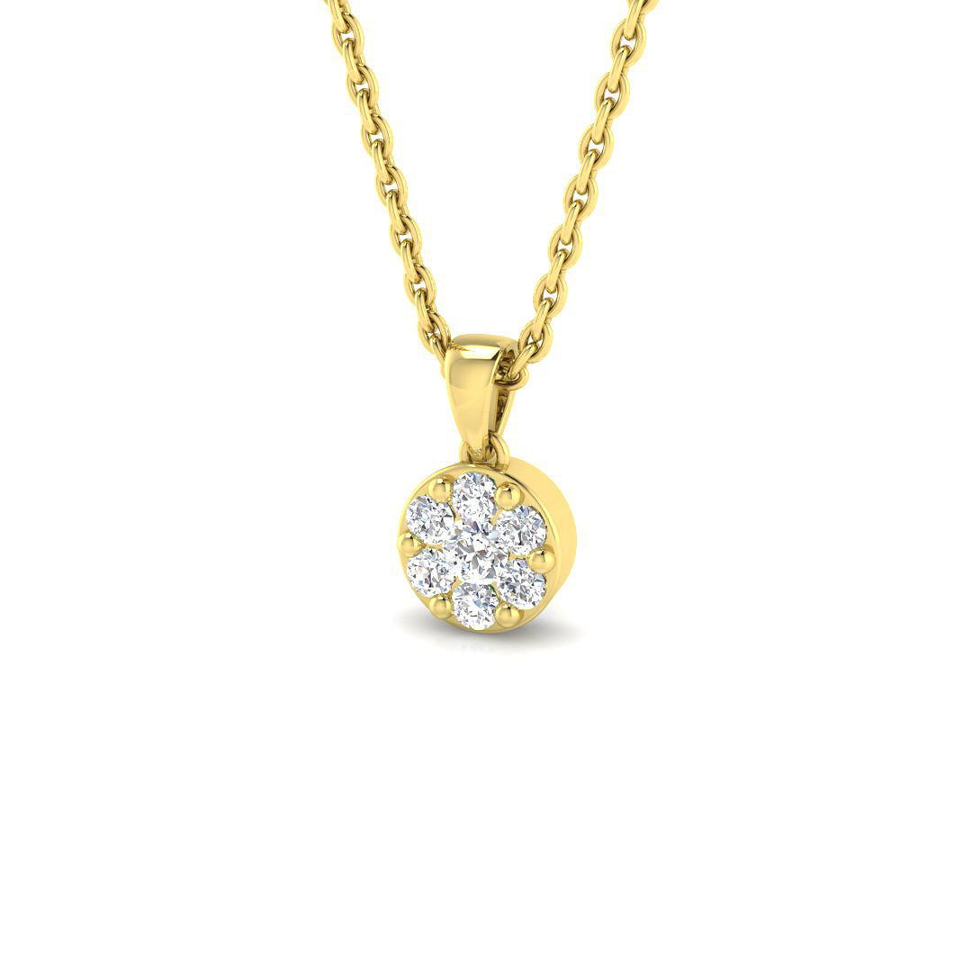0.13ct Natural Diamond Cluster Pendant in 9K Yellow Gold