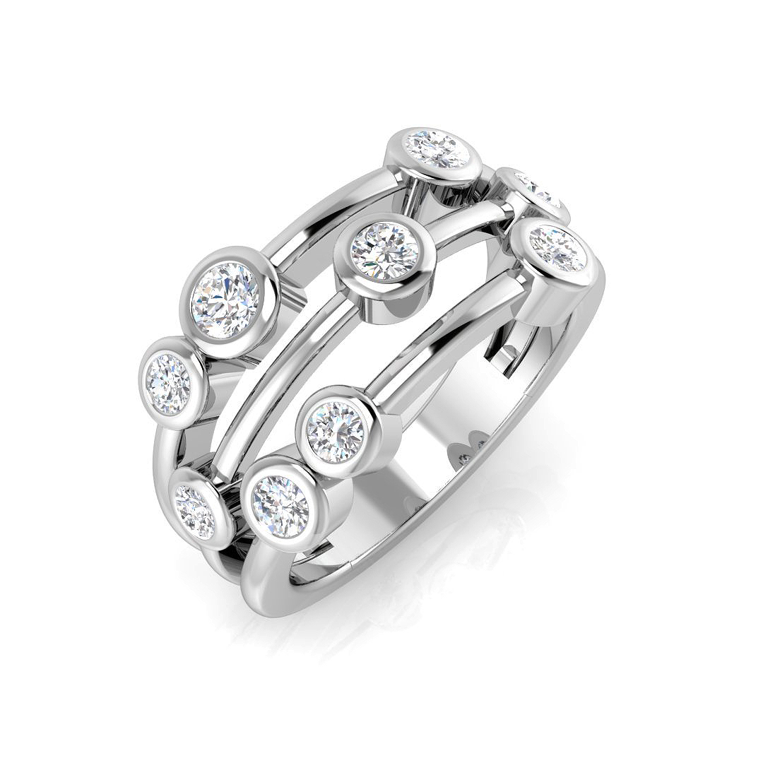 0.69ct Lab-Grown Diamond Bubble Rings Ring in 9K White Gold