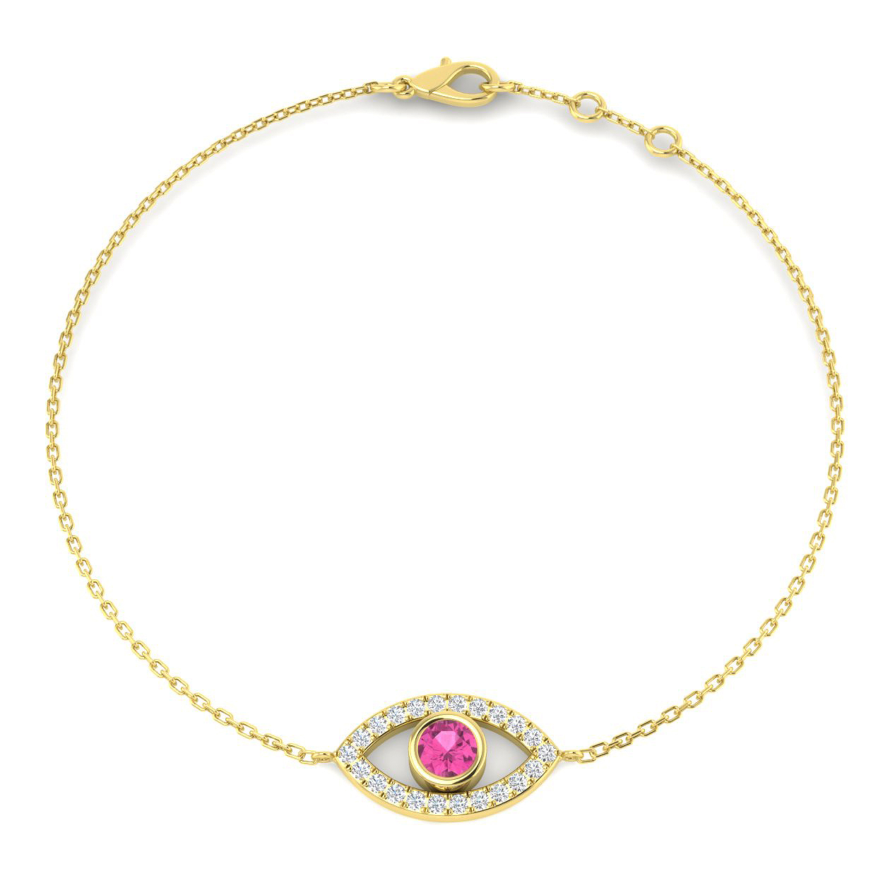 Pink Sapphire Bracelet in 9K Yellow Gold