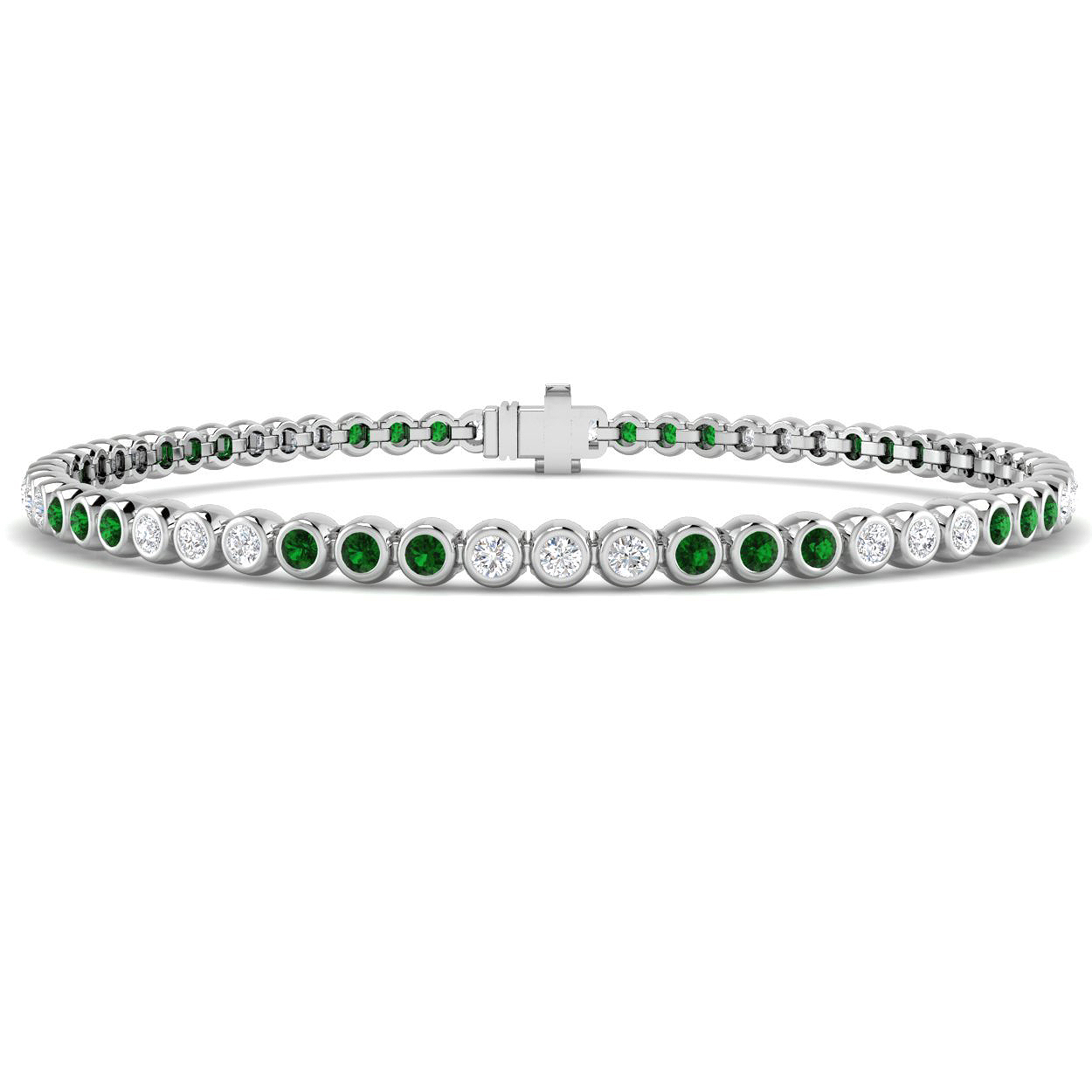 Emerald Bracelet in 18K White Gold