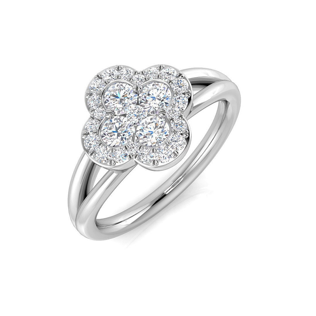 0.59ct Natural Diamond Clover Ring in Platinum Platinum