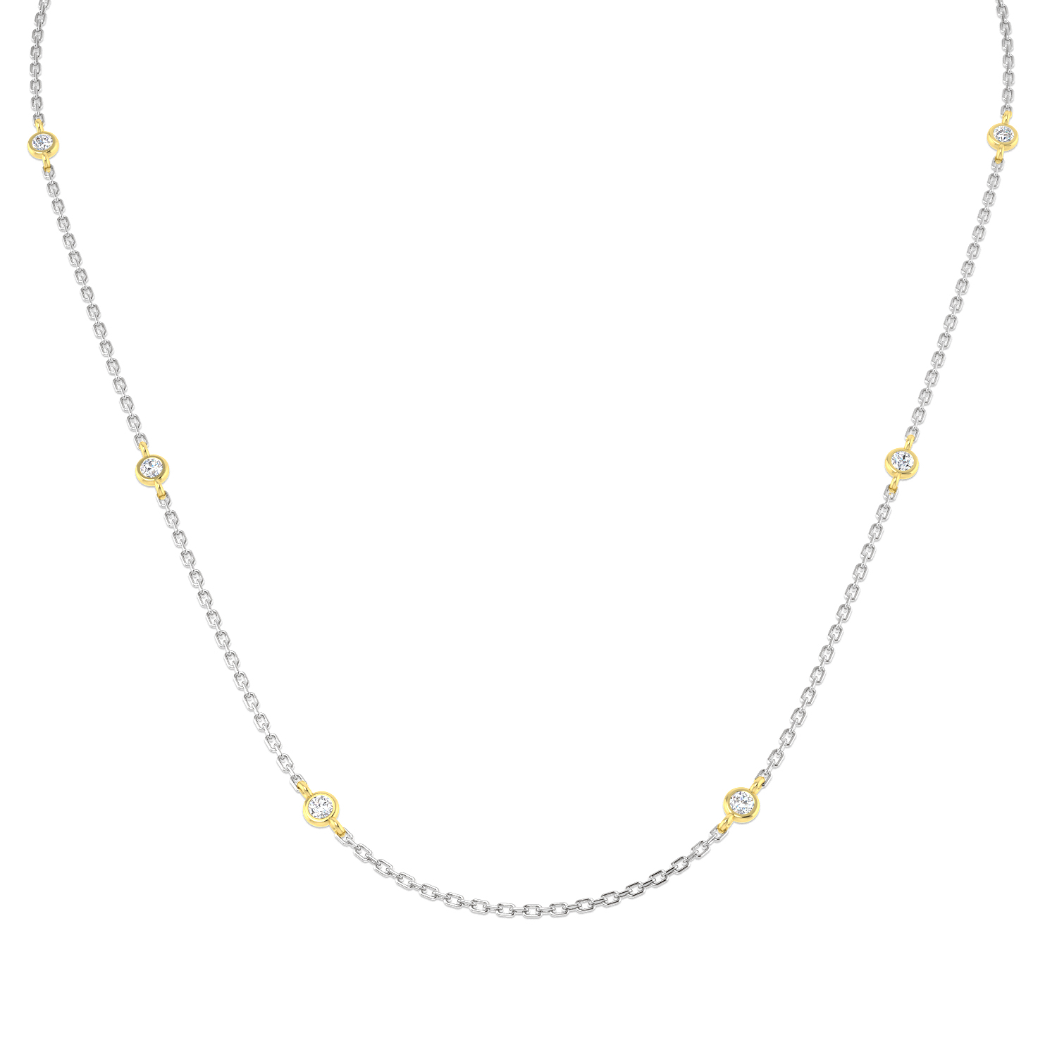 0.87ct Natural Diamond Spectacle Necklace in 18K White Gold
