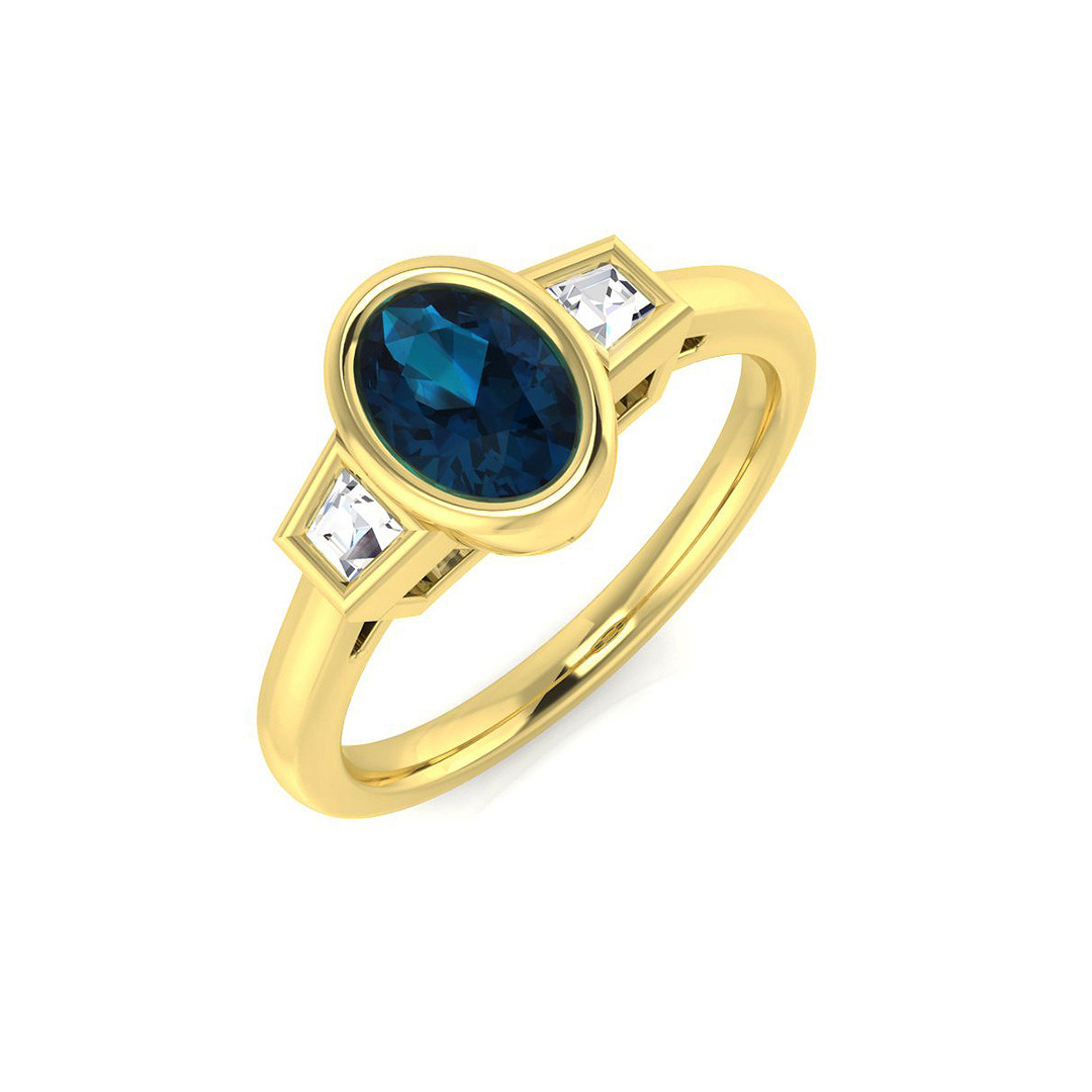London Blue Topaz Ring in 18K Yellow Gold