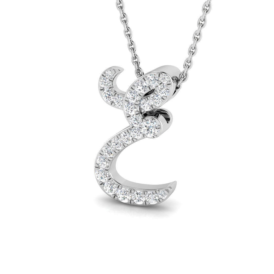 0.29ct Natural Diamond Initials Pendant in 9K White Gold