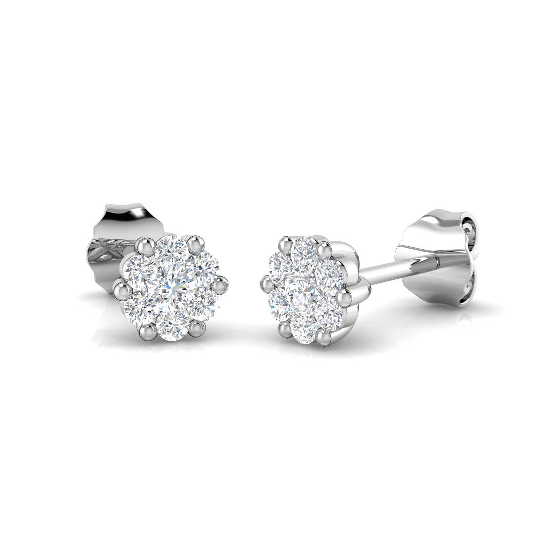 0.30ct Natural Diamond Cluster Earrings in 9K White Gold