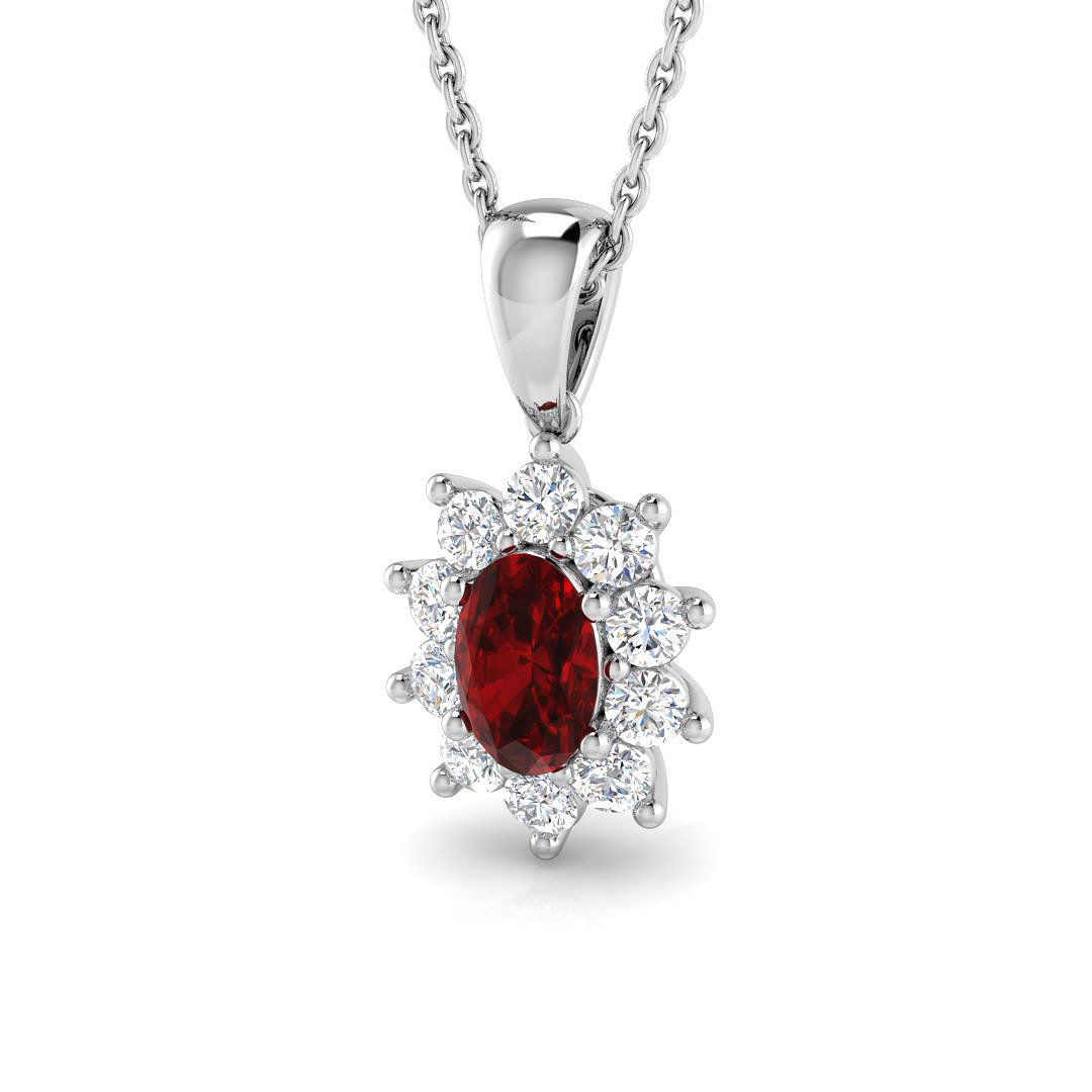 Ruby Pendant in 18K White Gold