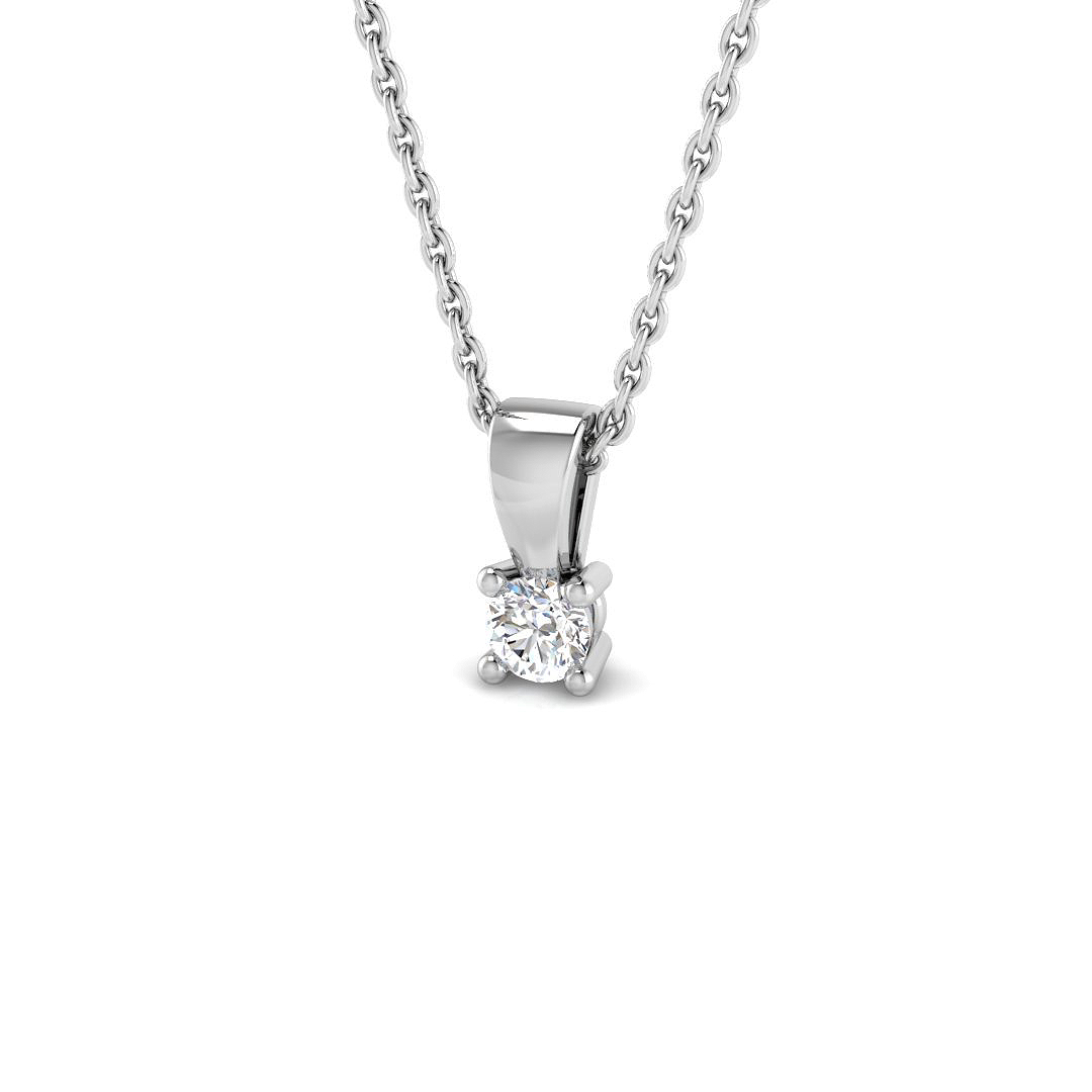 0.19ct Natural Diamond Solitaire Pendant in 9K White Gold
