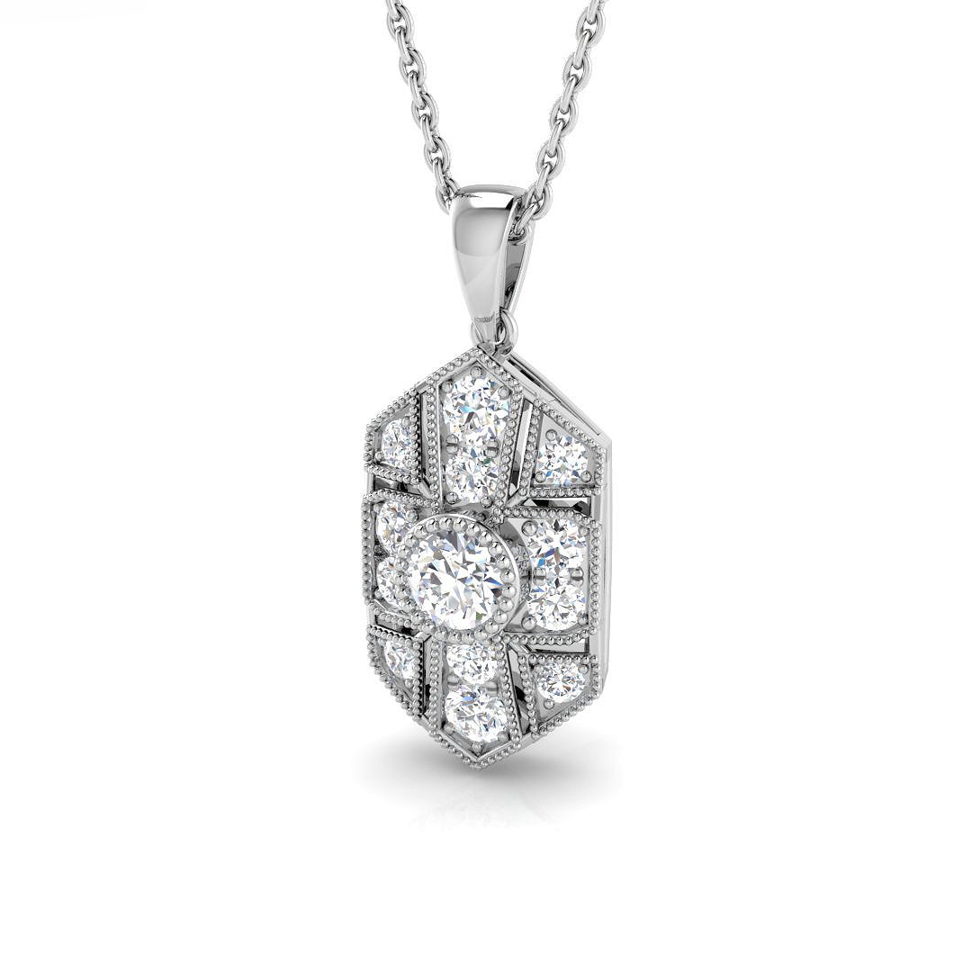 0.49ct Natural Diamond Vintage Pendant in 18K White Gold