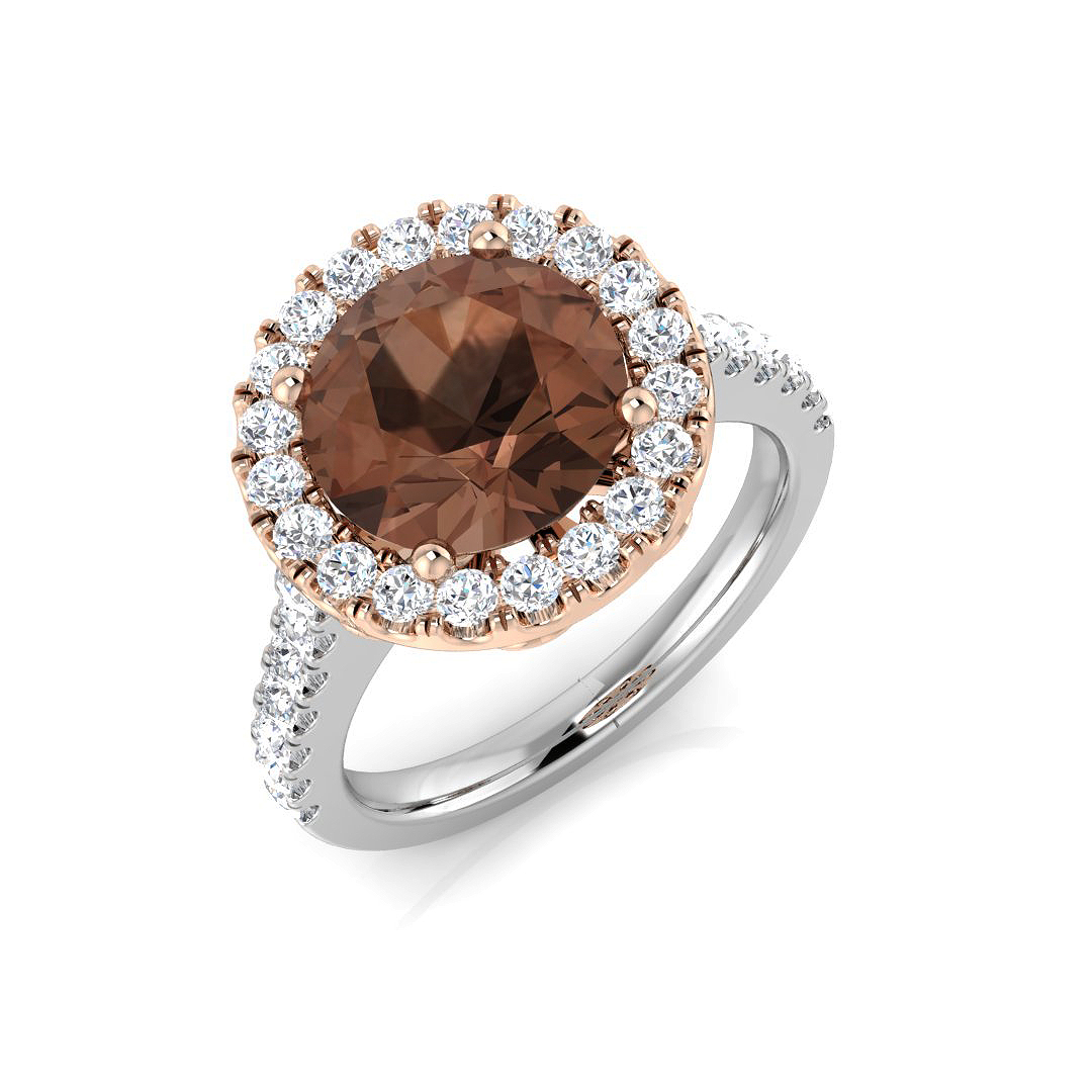 3.73ct Natural Diamond Halo Ring in 18K Two Tone