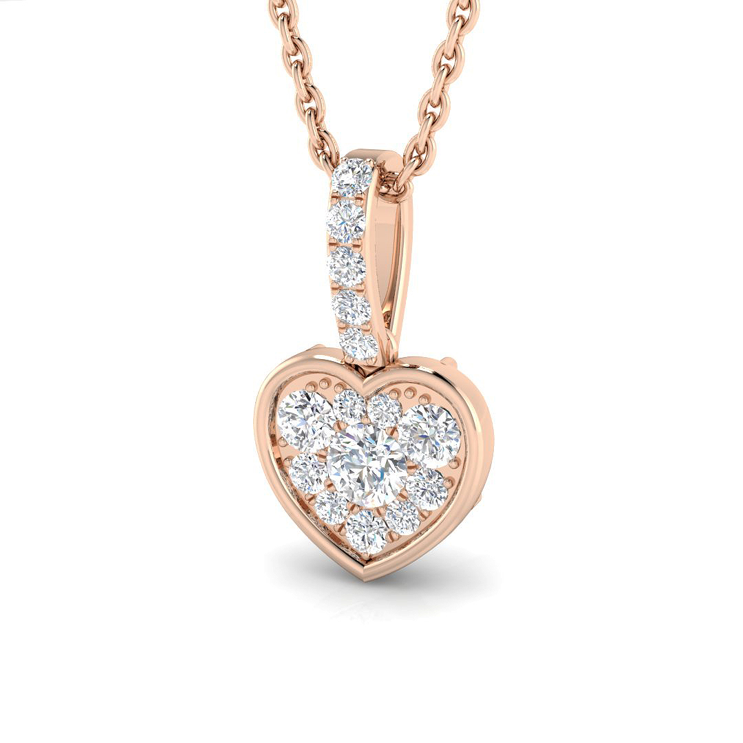 0.23ct Natural Diamond Heart Pendant in 18K Rose Gold