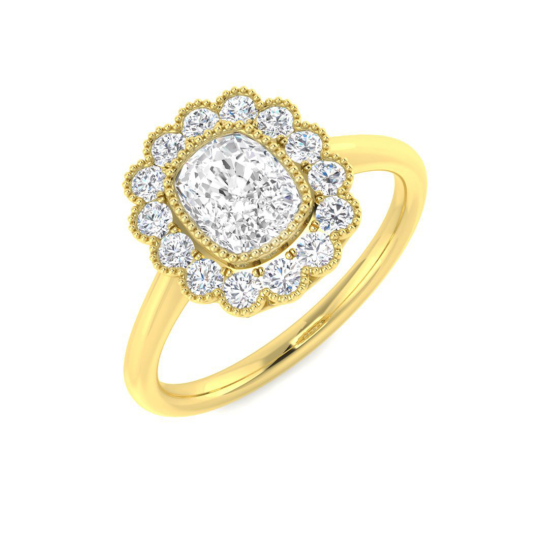1.39ct Natural Diamond Vintage Ring in 9K Yellow Gold