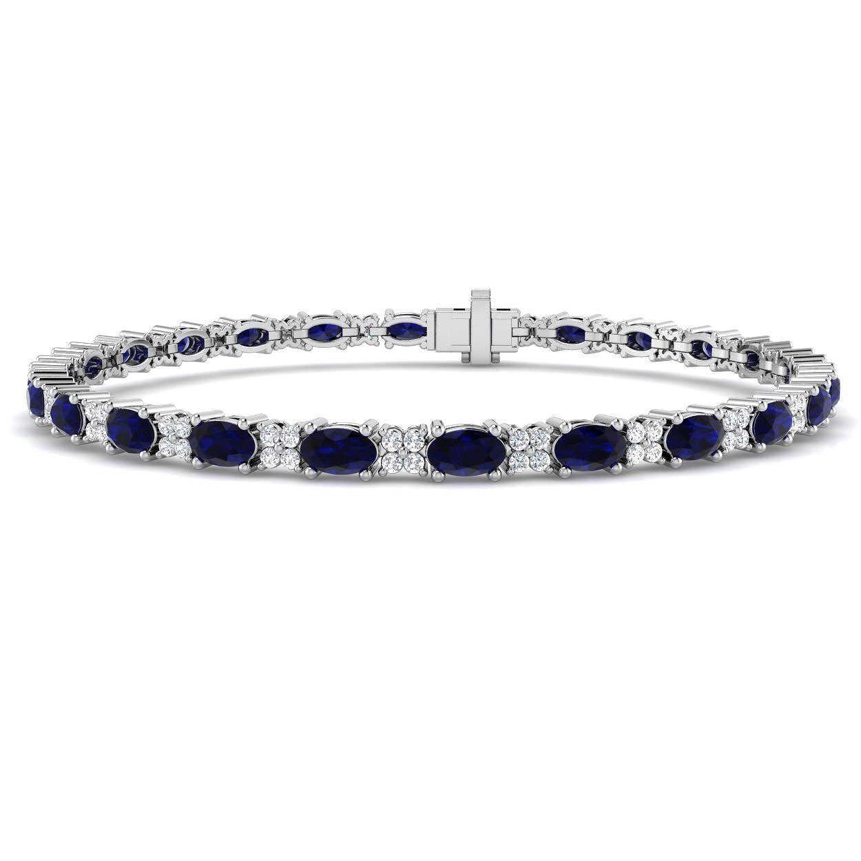 Blue Sapphire Bracelet in 9K White Gold