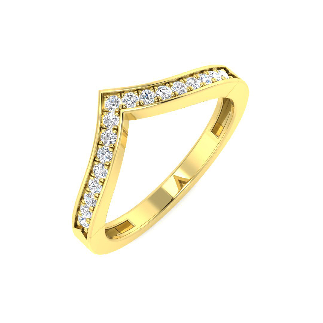 0.15ct Natural Diamond Wishbone Ring in 9K Yellow Gold