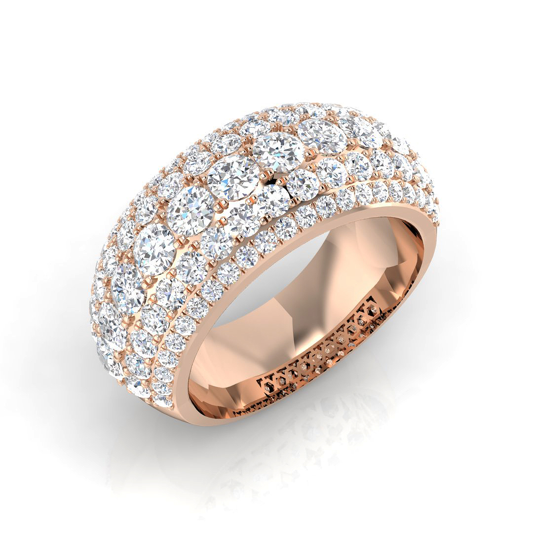 2.93ct Natural Diamond Pave Ring in 9K Rose Gold