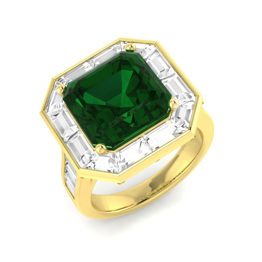 Emerald Ring in 18K Yellow Gold