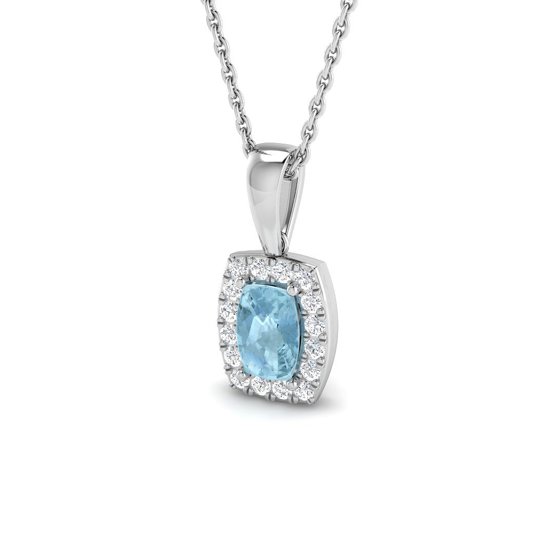Aquamarine Pendant in 9K White Gold
