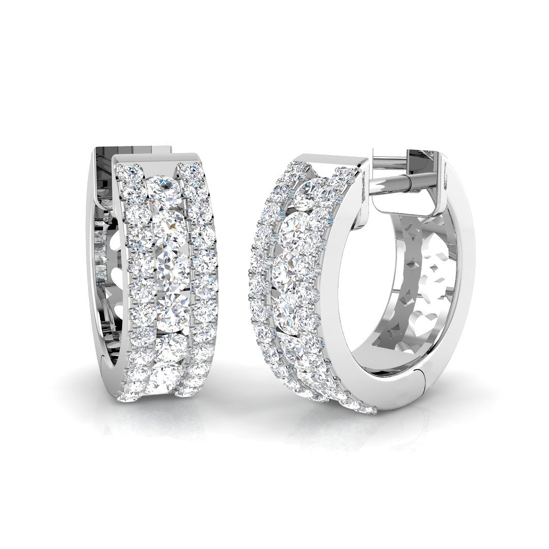 0.69ct Natural Diamond Hoops Earrings in 18K White Gold
