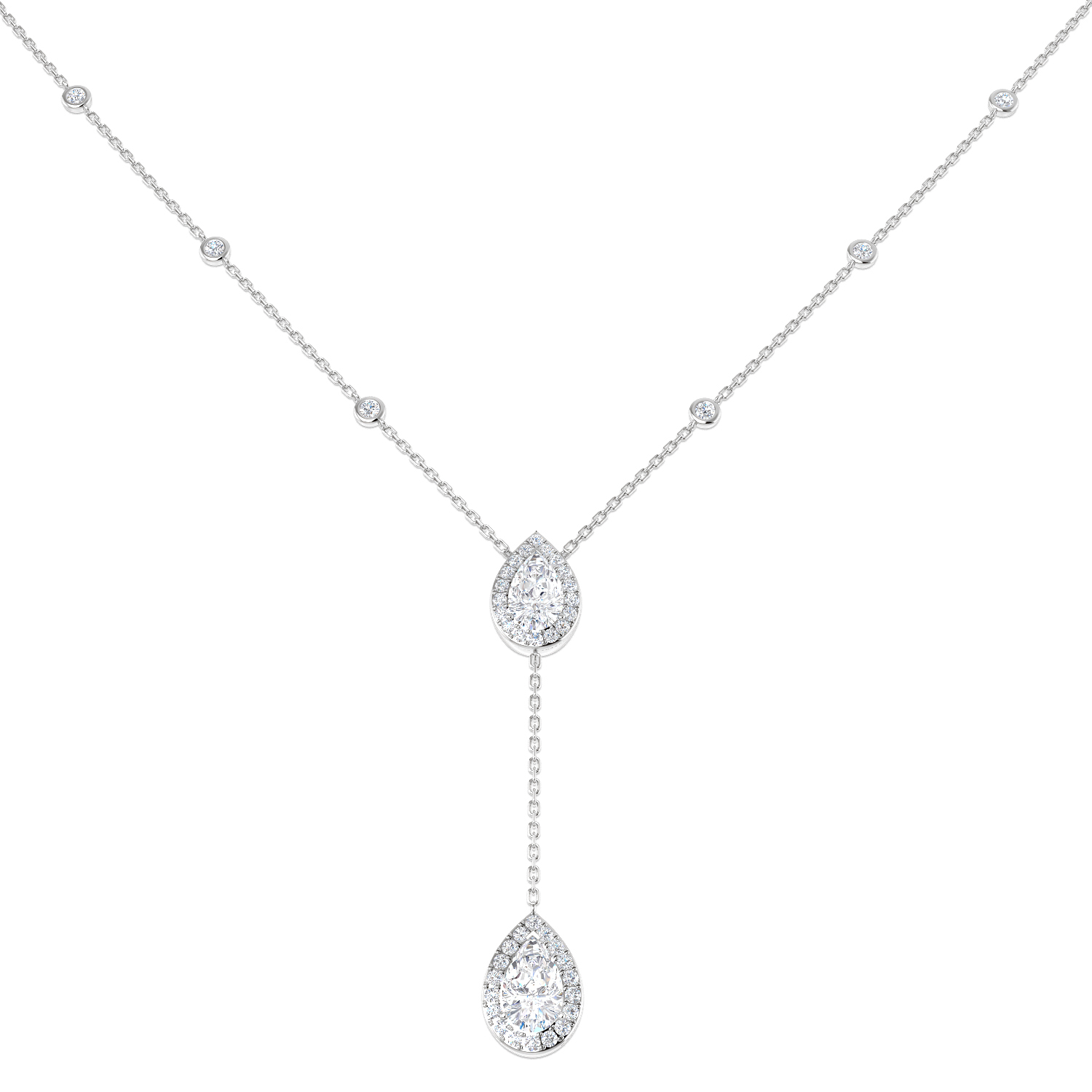 2.60ct Lab-Grown Diamond Halo Necklace in 9K White Gold