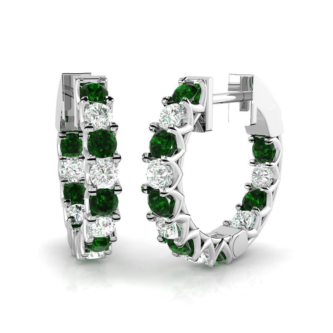 Emerald Earrings in 18K White Gold