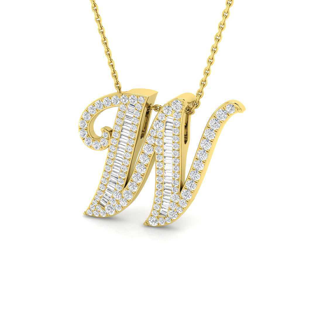 0.75ct Natural Diamond Initials Pendant in 9K Yellow Gold