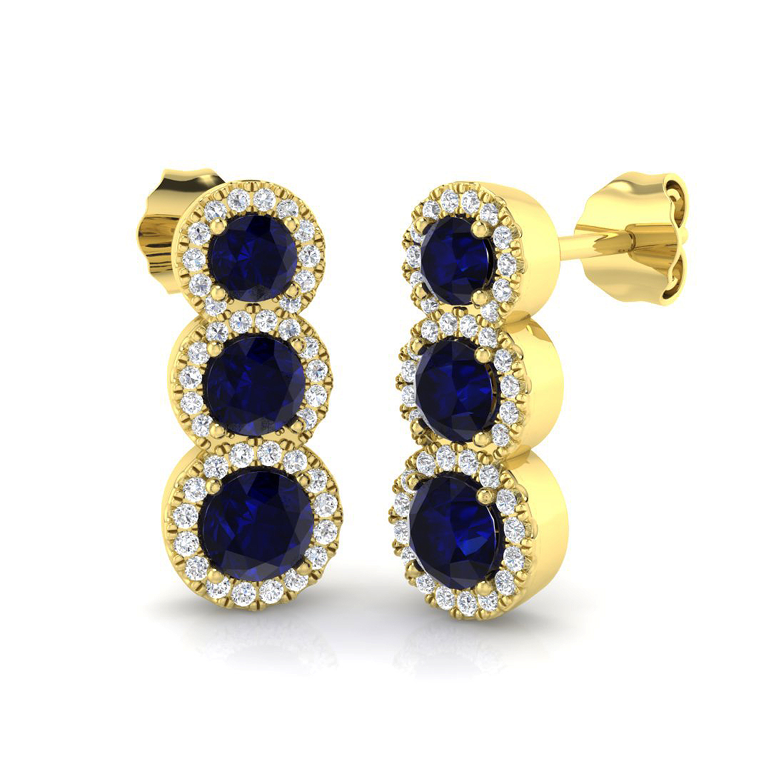 Blue Sapphire Earrings in 18K Yellow Gold