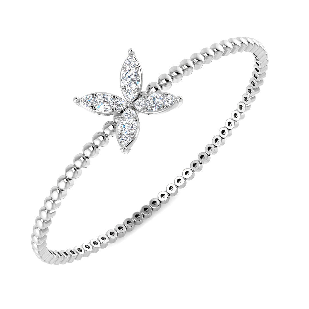 0.79ct Lab-Grown Diamond Fancy Bangle in 9K White Gold