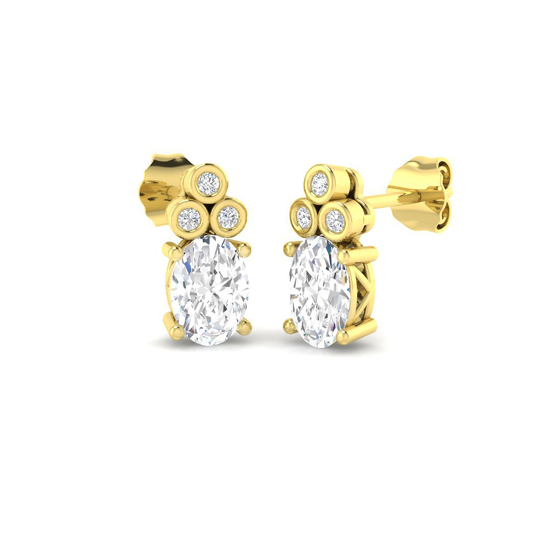 1.40ct Lab-Grown Diamond Drop & Trilogy Earrings in 9K Yellow Gold
