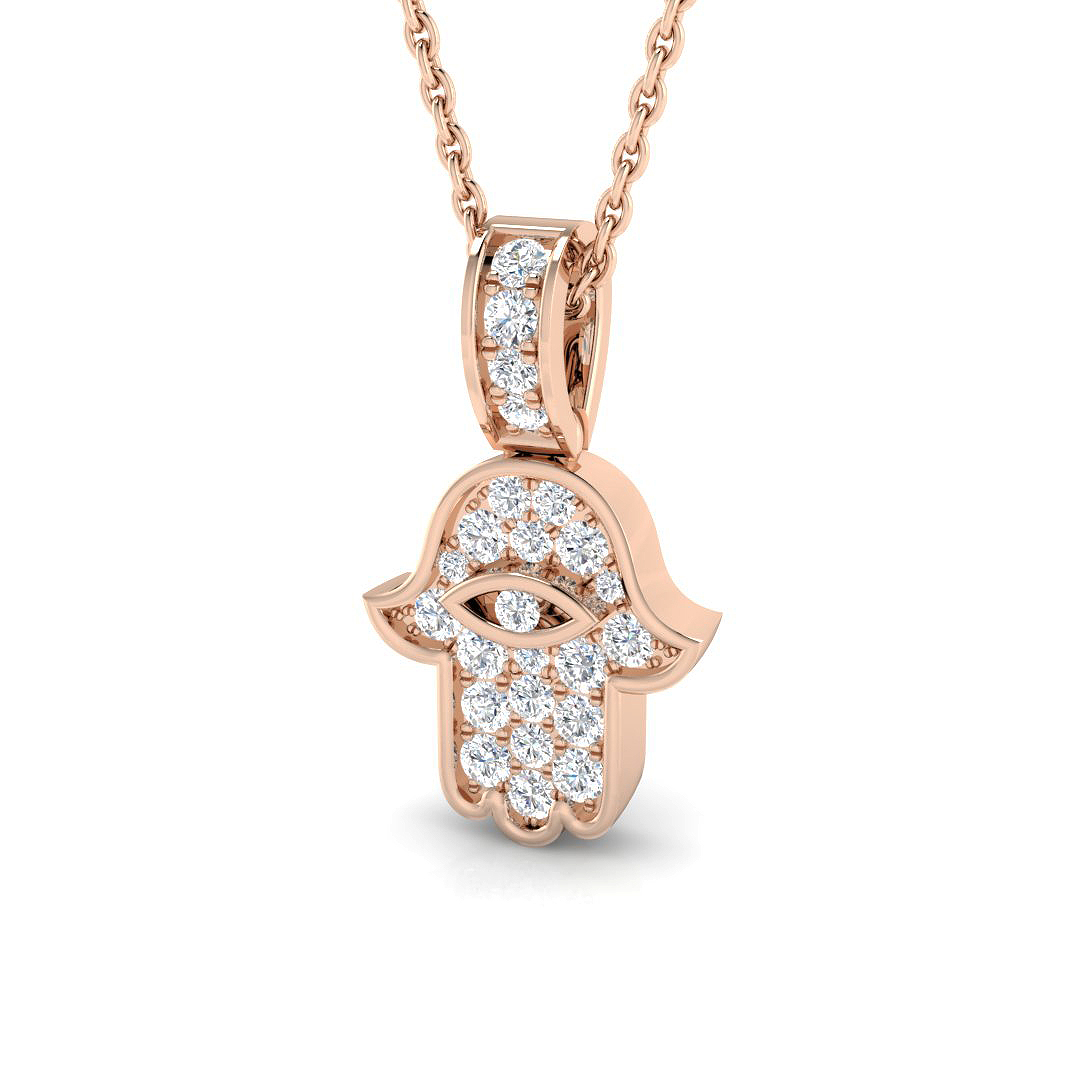 0.23ct Natural Diamond Religious Pendant in 9K Rose Gold