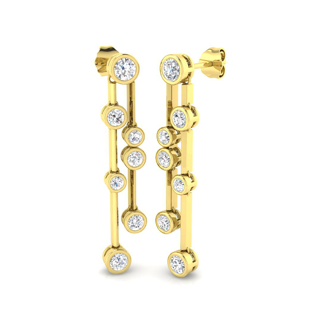 1.38ct Lab-Grown Diamond Drop & Trilogy Earrings in 9K Yellow Gold