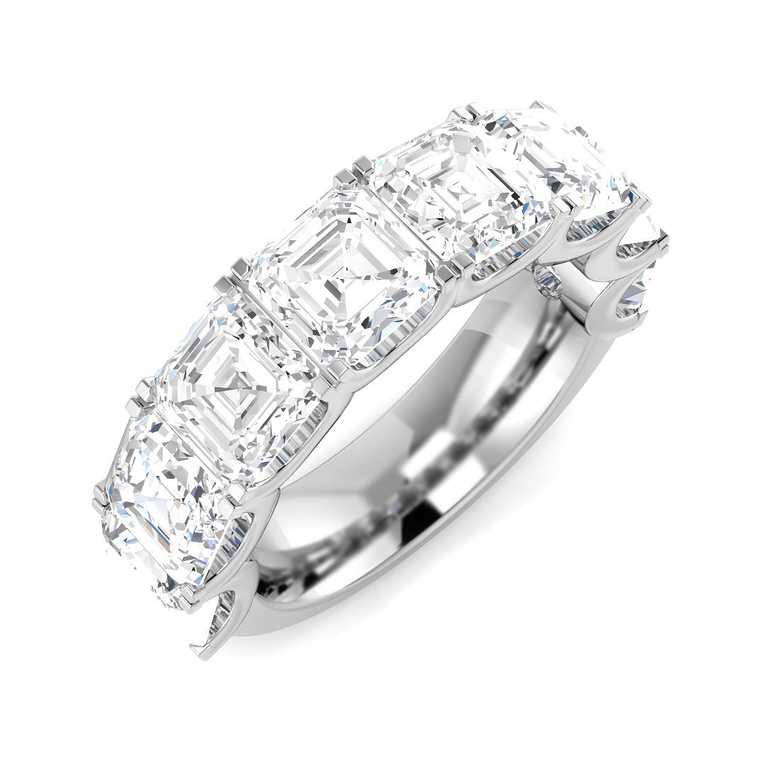 8.11ct Lab-Grown Diamond 6-10 Stone Ring in 9K White Gold