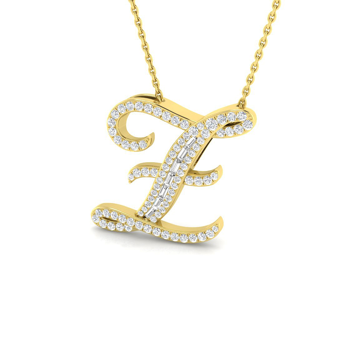0.40ct Natural Diamond Initials Pendant in 9K Yellow Gold