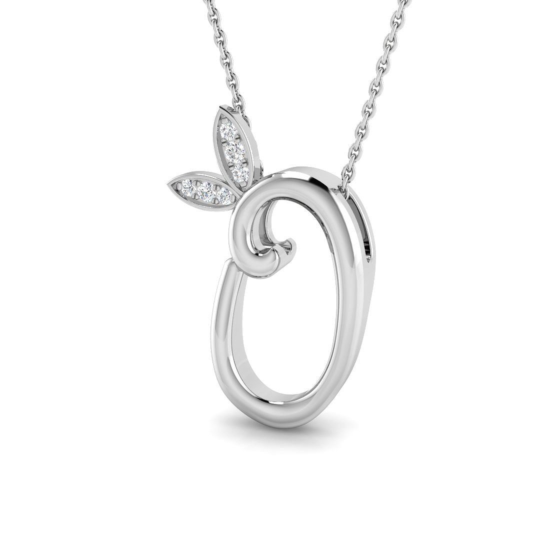 0.05ct Natural Diamond Initial Pendant in 9K White Gold