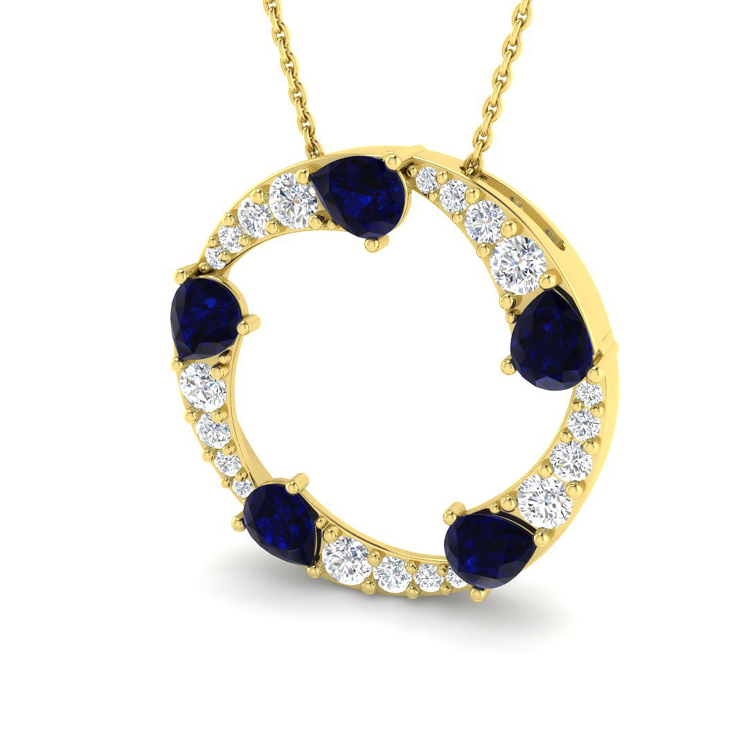 Blue Sapphire Pendant in 9K Yellow Gold