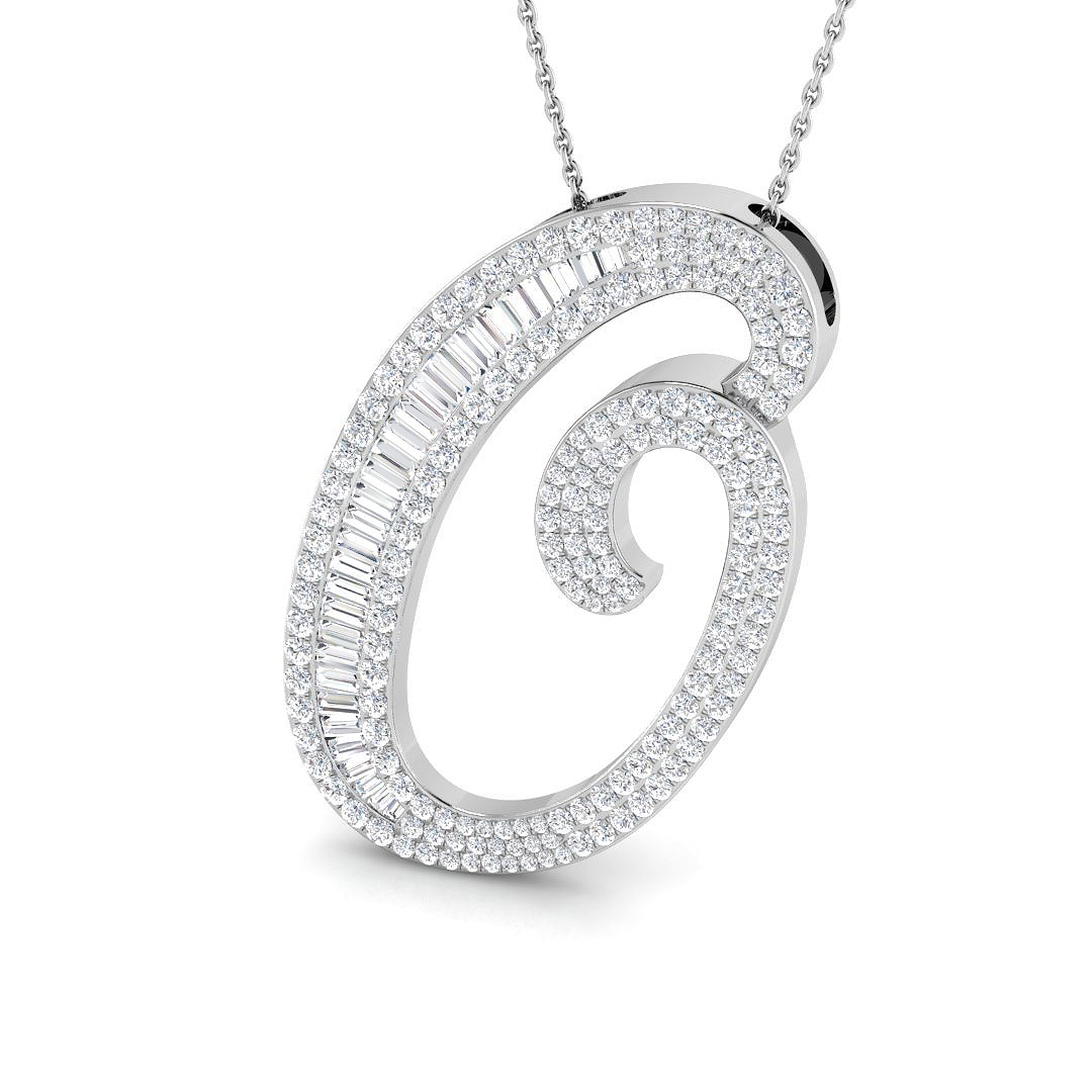2.09ct Natural Diamond Initials Pendant in 9K White Gold