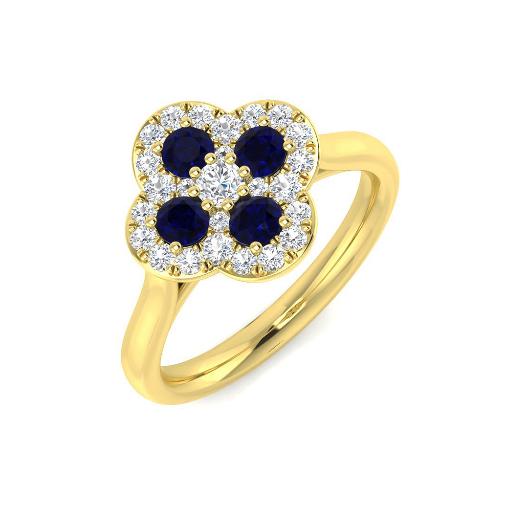 Blue Sapphire Ring in 18K Two Tone