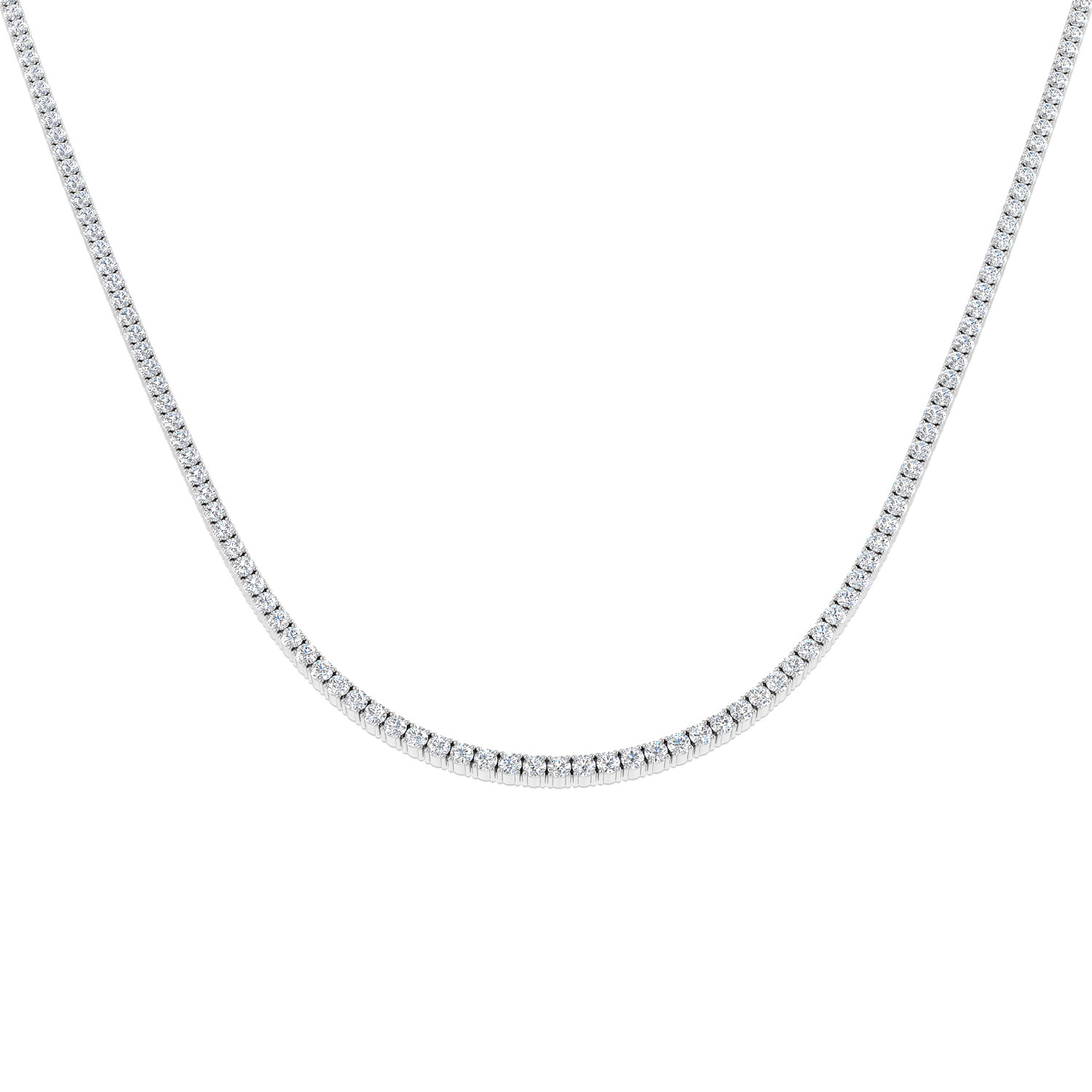 8.91ct Natural Diamond Tennis Necklace in 18K White Gold